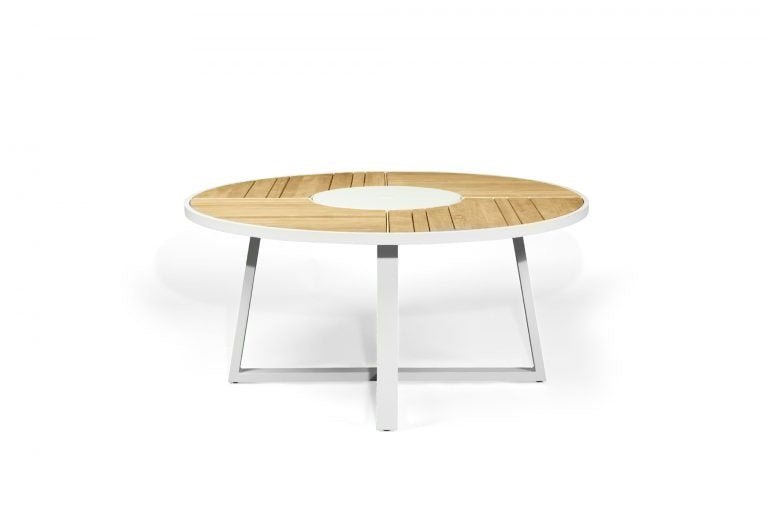 Jasmine Woody Outdoor Round Dining Table with White Leg - 160cm