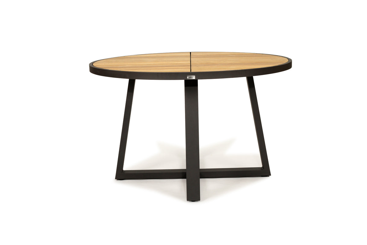 Jasmine Woody Outdoor Round Dining Table with Black Leg - 125cm