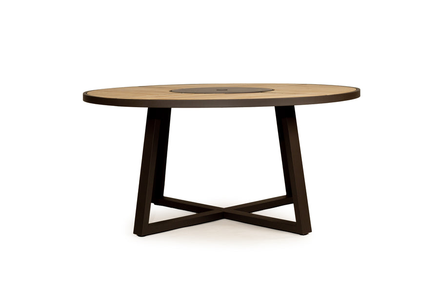 Jasmine Woody Outdoor Round Dining Table with Black Leg - 190cm