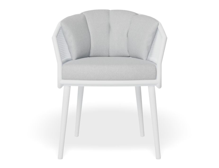 Shelly Design Dining Chair White with Light Grey Cushion