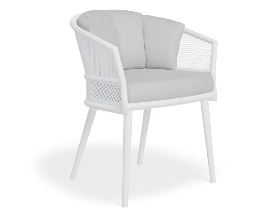 Shelly Design Dining Chair White with Light Grey Cushion