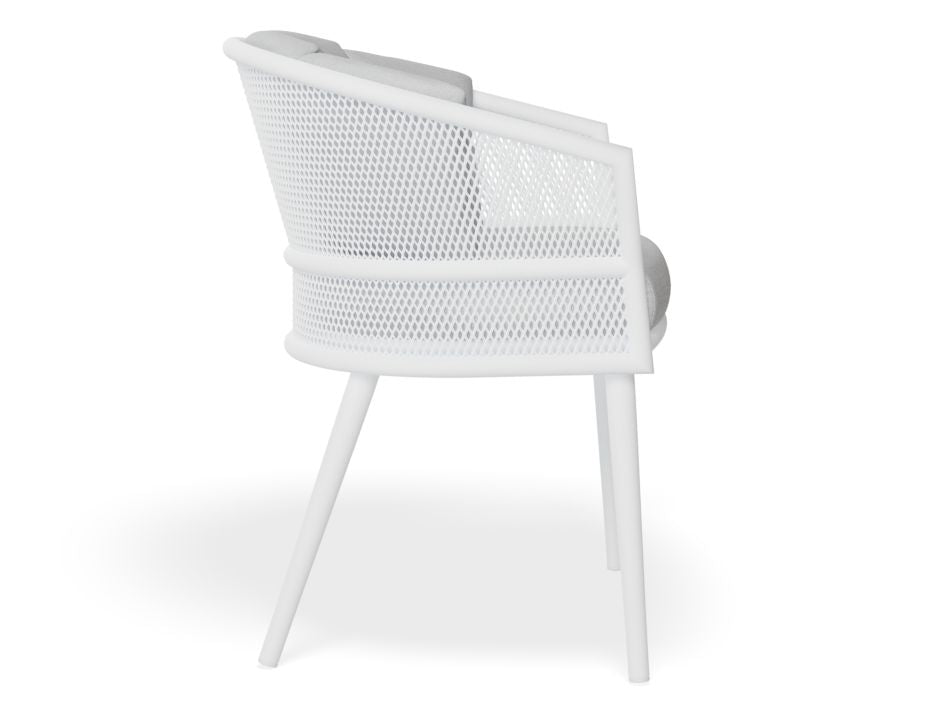 Shelly Design Dining Chair White with Light Grey Cushion