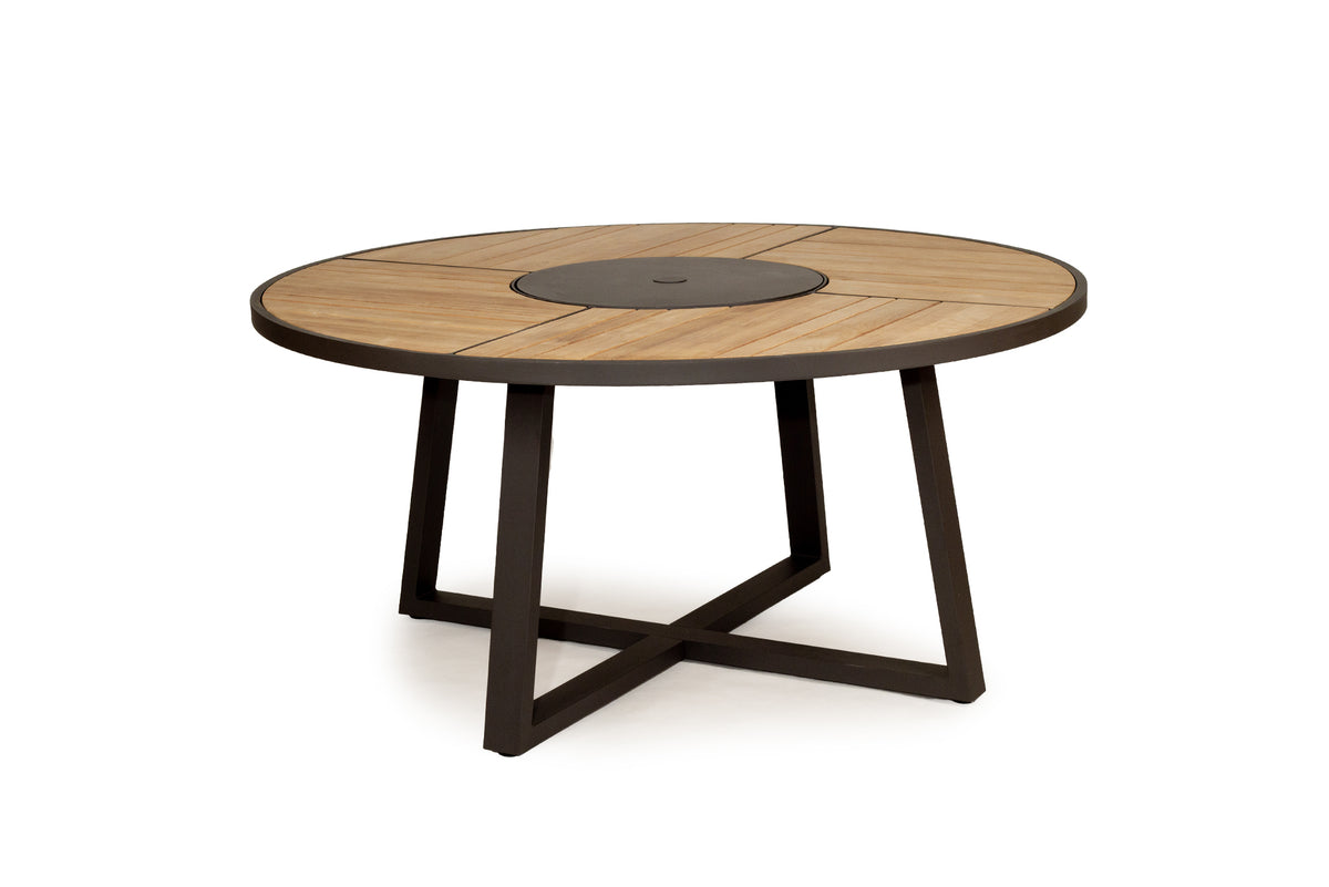 Jasmine Woody Outdoor Round Dining Table with Black Leg - 160cm