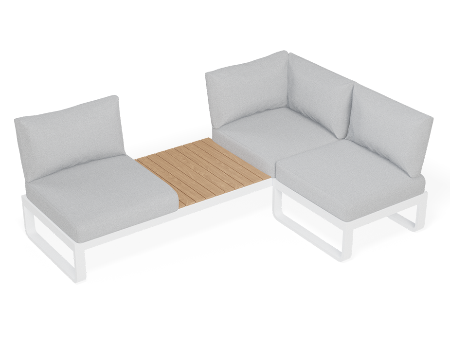 Rose D Outdoor Sofa in Matt White Aluminum with Light Grey Cushions