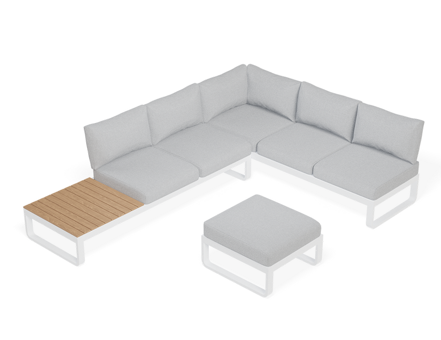 Rose F Outdoor Sofa in Matt White Aluminum with Light Grey Cushions