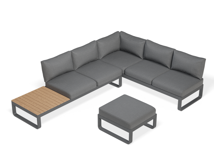 Rose F Outdoor Sofa with Matt Charcoal Aluminum in Dark Grey Cushions