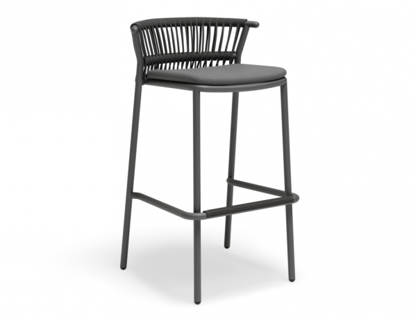 Peony Outdoor Stool Charcoal with Dark Grey Cushion