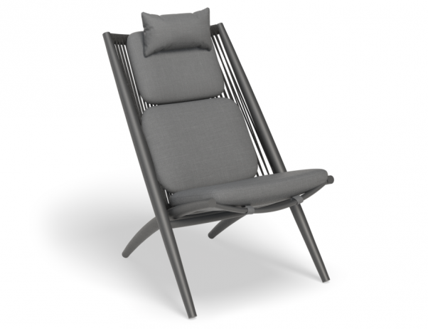 Peony Lounge Chair Outdoor Charcoal with Dark Grey Cushion