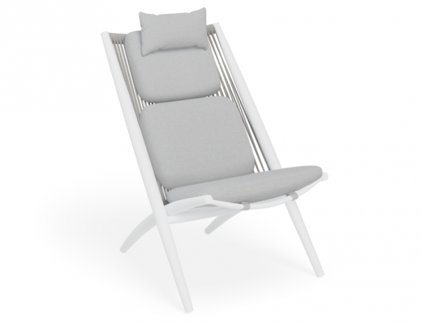 Peony Lounge Chair Outdoor White with Light Grey Cushion