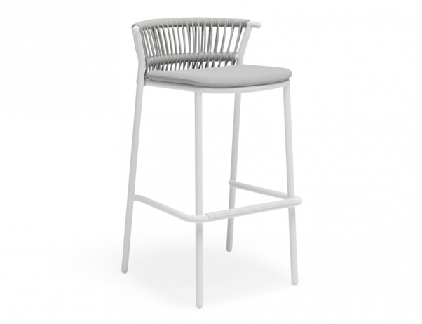 Peony Stool White with Light Grey Cushion