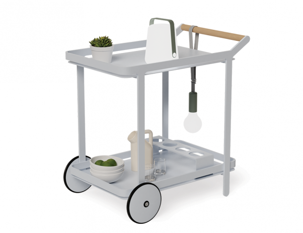 Lilac Outdoor Bar Cart Matt Silver Grey