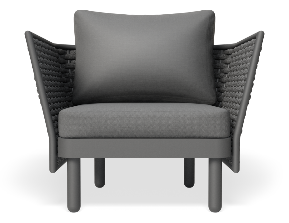 Lotus Outdoor Lounge Chair Charcoal with Dark Grey Cushion