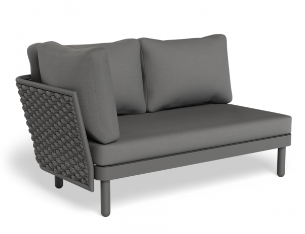 Lotus Outdoor Left Arm 2 Seater Sofa Charcoal with Dark Grey Cushion