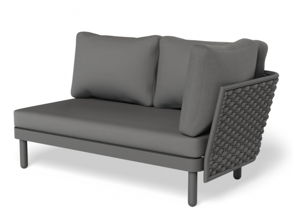 Lotus Outdoor Right Arm 2 Seater Sofa Charcoal with Dark Grey Cushion