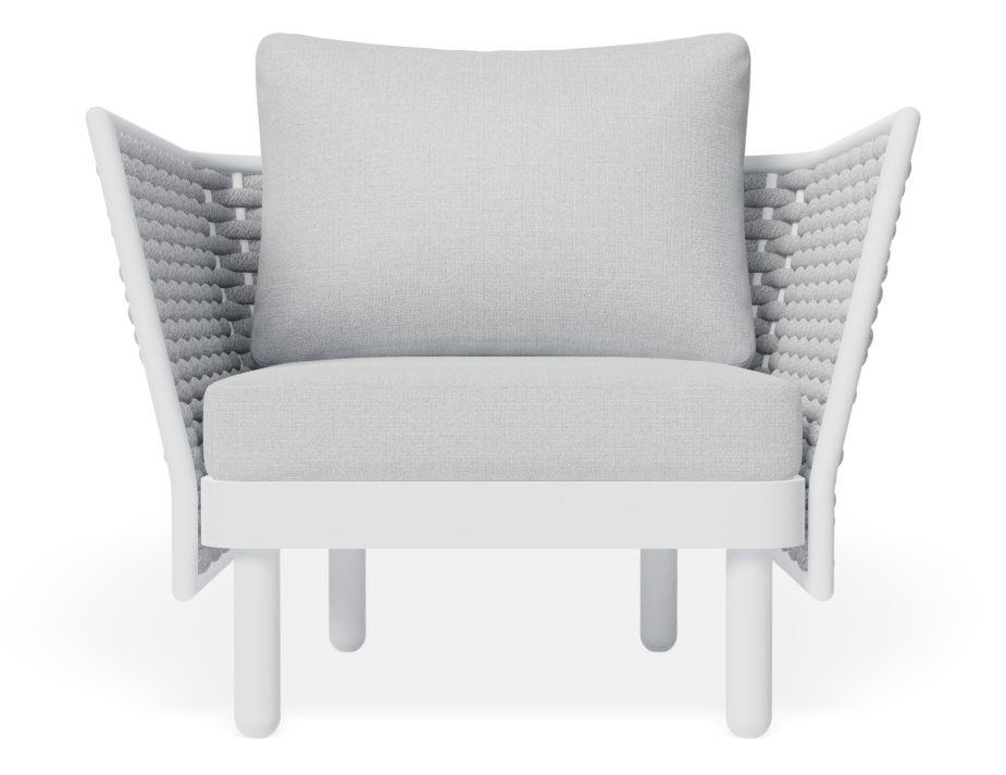 Lotus Outdoor Lounge Chair White with Light Grey Cushion