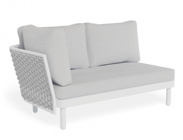 Lotus Outdoor Left Arm 2 Seater Sofa White with Light Grey Cushion