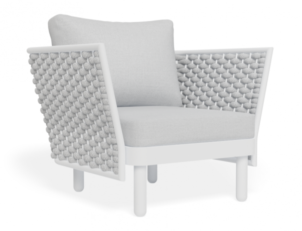 Lotus Outdoor Lounge Chair White with Light Grey Cushion