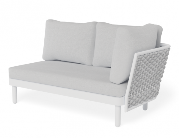 Lotus Outdoor Right Arm 2 Seater Sofa White with Light Grey Cushion