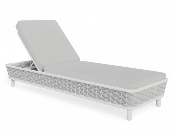 Lotus Sunlounge Outdoor White with Light Grey Cushion