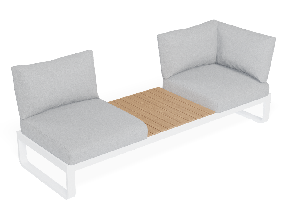 Rose B Outdoor Sofa in Matt White Aluminum with Light Grey Cushions