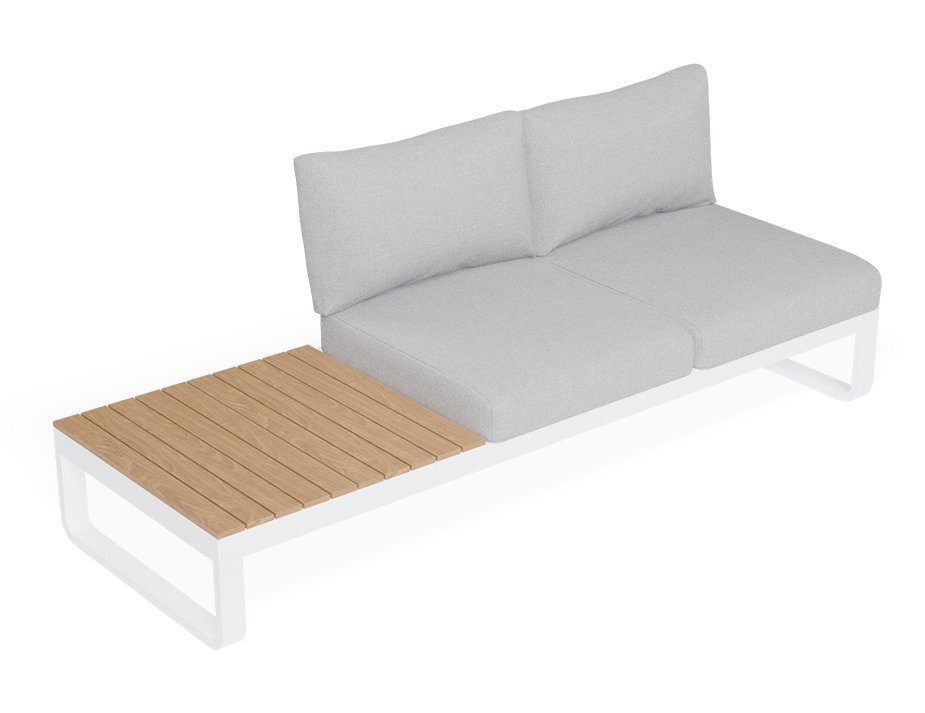 Rose B Outdoor Sofa in Matt White Aluminum with Light Grey Cushions