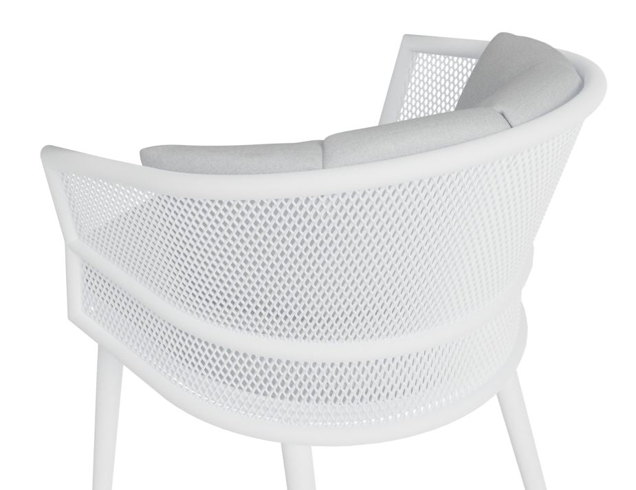 Shelly Design Dining Chair White with Light Grey Cushion