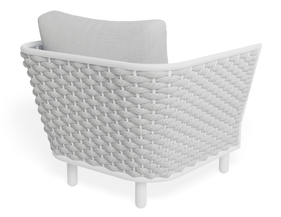 Lotus Outdoor Lounge Chair White with Light Grey Cushion