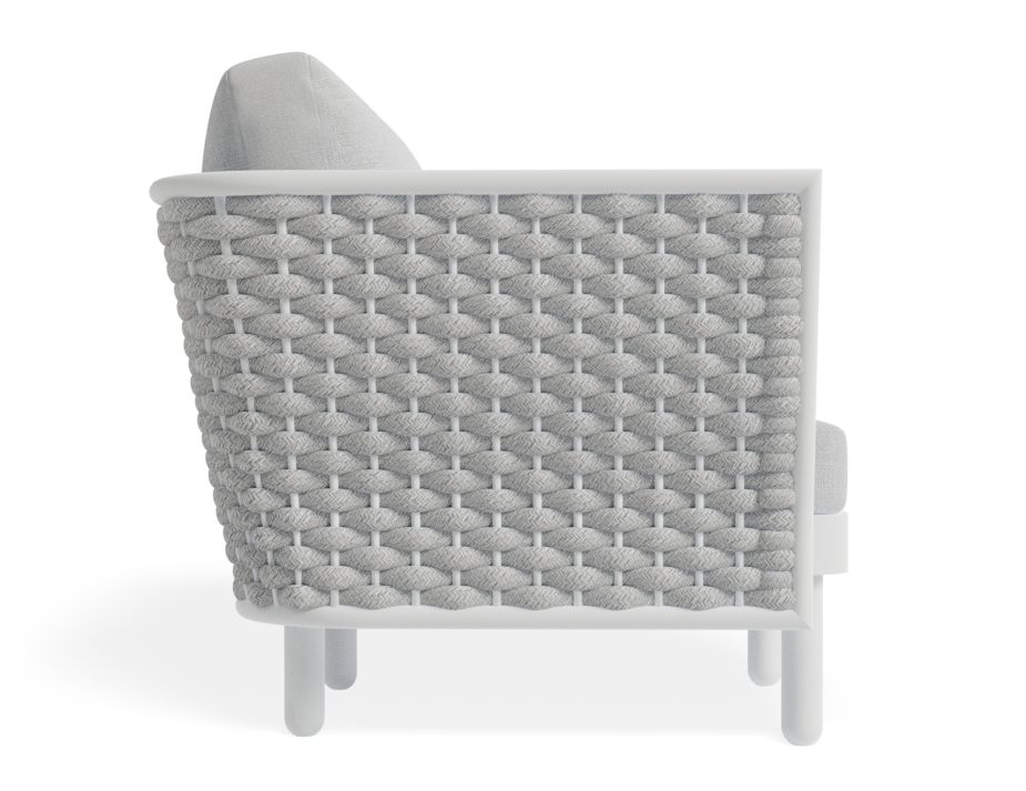 Lotus Outdoor Lounge Chair White with Light Grey Cushion