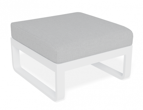 Rose Ottoman with White Frame Light Grey Fabric