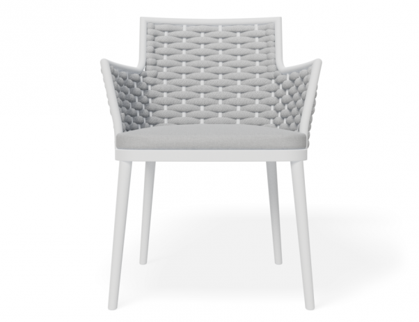 Lotus Outdoor Dining Chair White with Light Grey Cushion