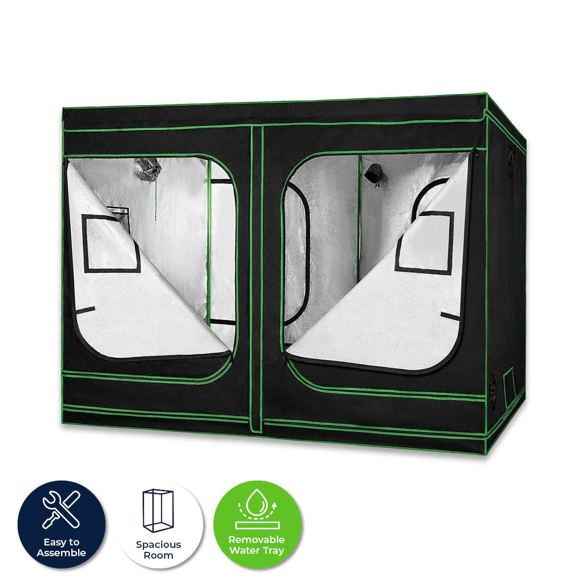 Garden Greens Grow Tent Kits 2.4m x 1.2m x 2m Hydroponics Indoor Grow System